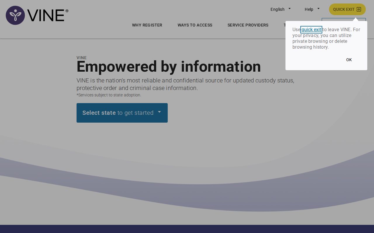 Maui County VINELink inmate search interface for release status